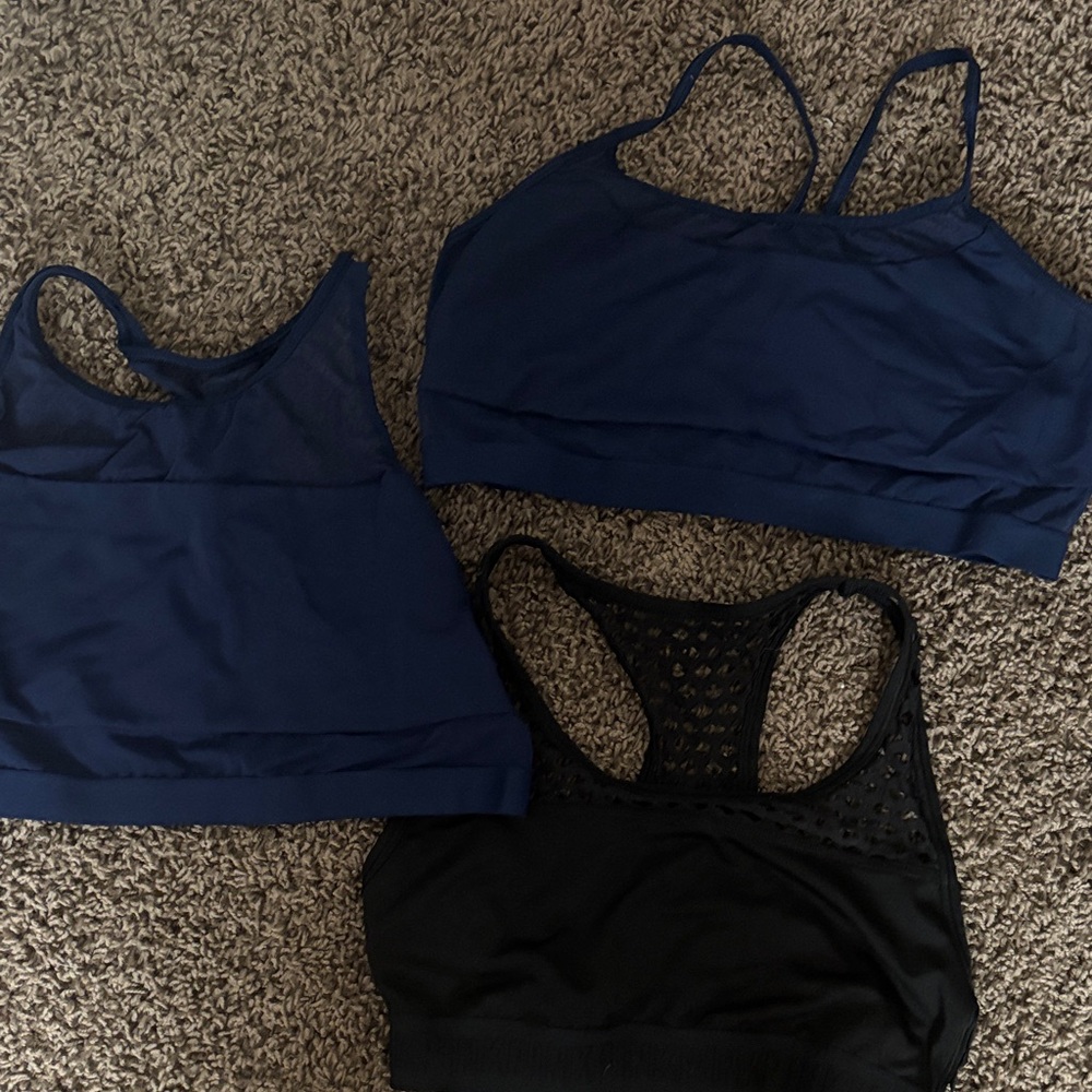 Navy & Black Women's Seamless Bralette Set